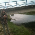 Zsofia fishing the canal