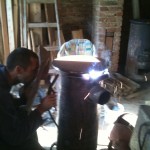 Welding the lid.
