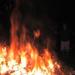 Evening campfire where we discussed tailing loops and Palinka