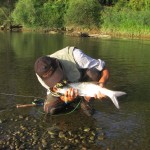 Great fish for Peter - who then gives it customary puszi.