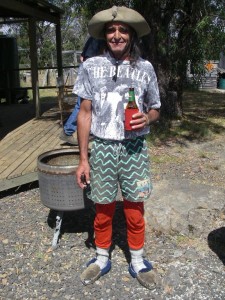 Kerzy, one of Miena's best fly fishermen, in full Australia Day regalia!