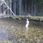 Peter fishing the woolly bugger for non-existent fish.