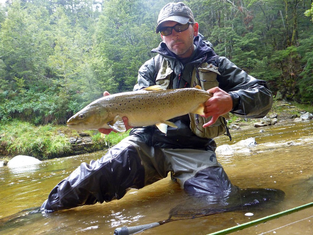 A great fish! Happy to have waders on this freezing summers day with the river rising fast!