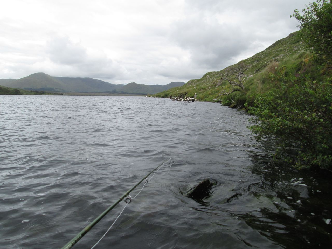Fishing the shore down on Lough Fee, I had heaps of little browns and lost a grilse at the end of the day..
