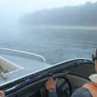 Guy drives into the morning mist!